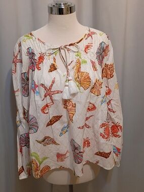 Talbots Shell print blouse NWT